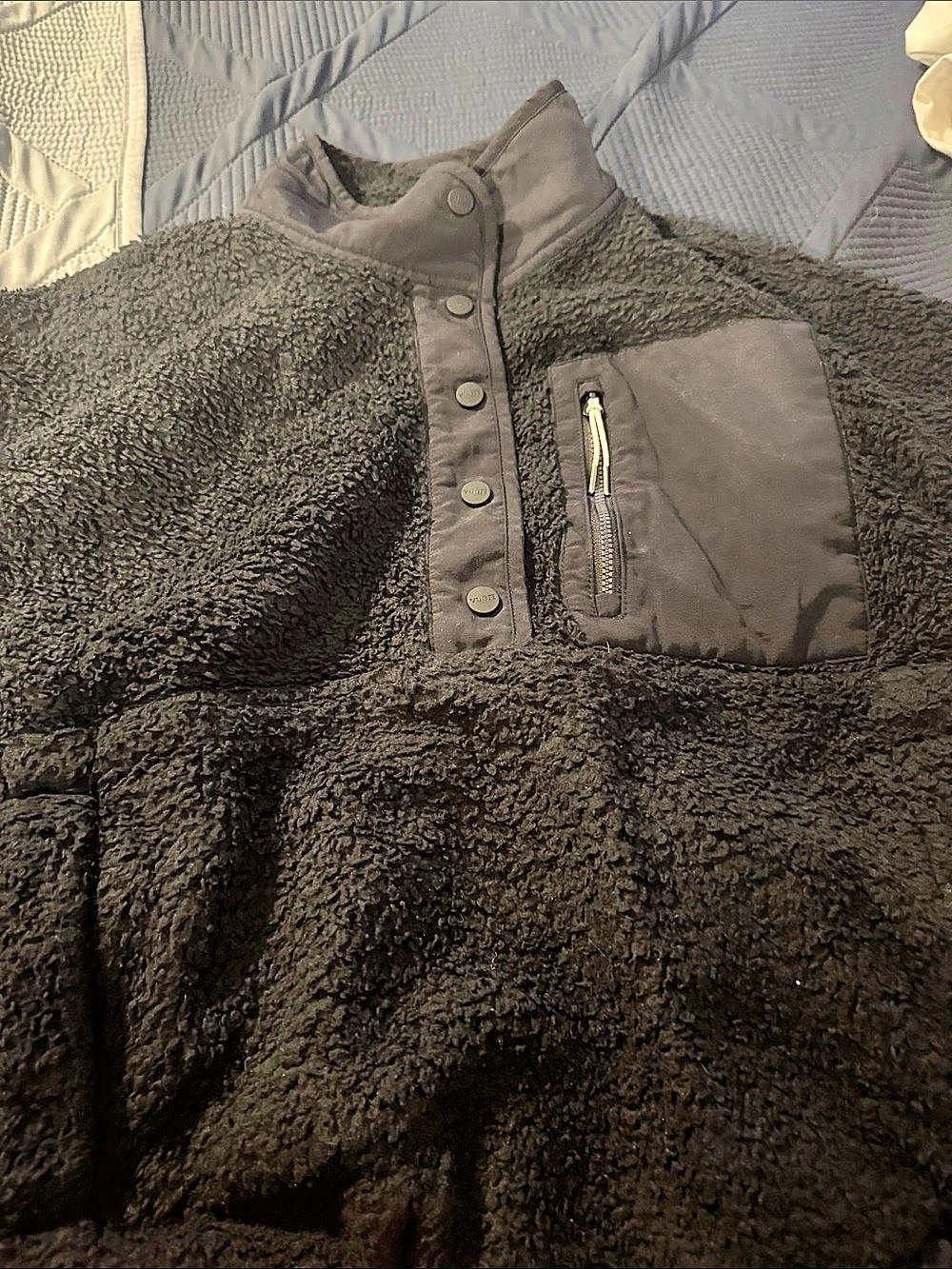 Vuori Cozy Sherpa Popover Black Sherpa Pullover Jacket